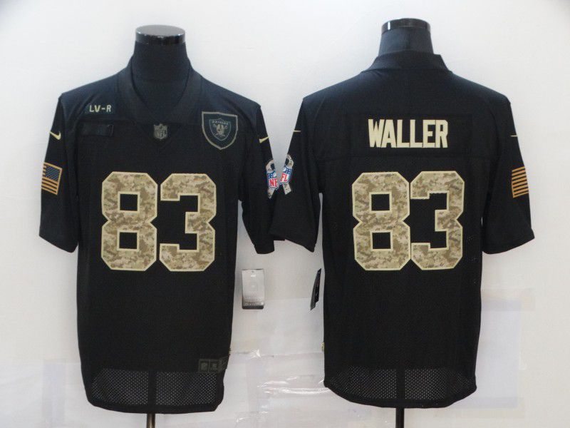 Men Okaland Raiders #83 Waller Black camo Lettering 2020 Nike NFL Jersey